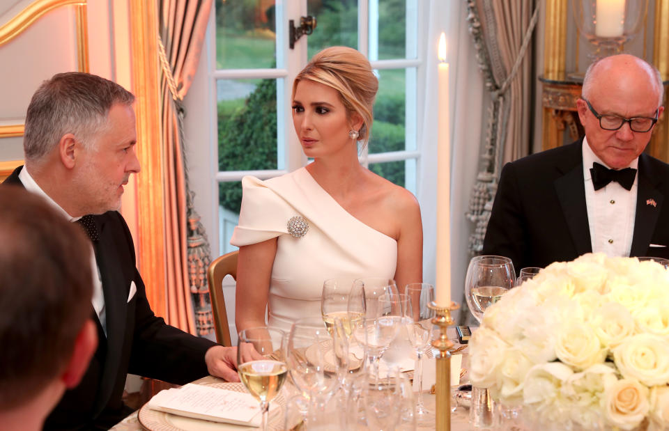 Ivanka Trump at the Return Dinner at Winfield House, the residence of the Ambassador of the United States of America to the UK, in Regent's Park, London, as part of US President Donald Trumps's state visit to the UK.