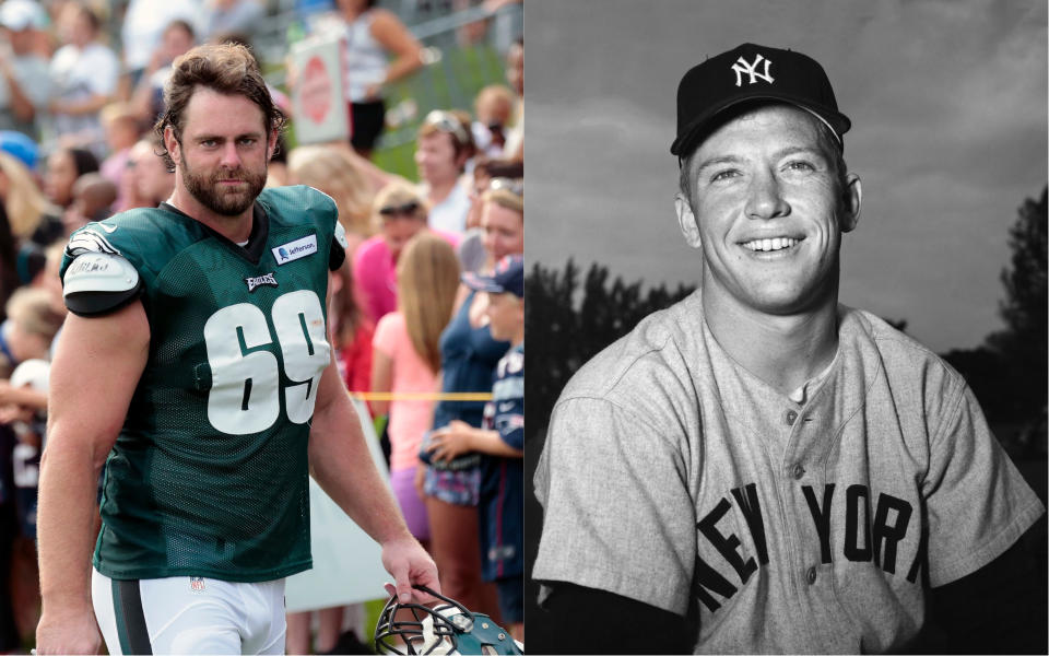 Retired NFL lineman Evan Mathis sold his 1952 Mickey Mantle rookie card for the near-record sum of $2.88 million. (Getty)