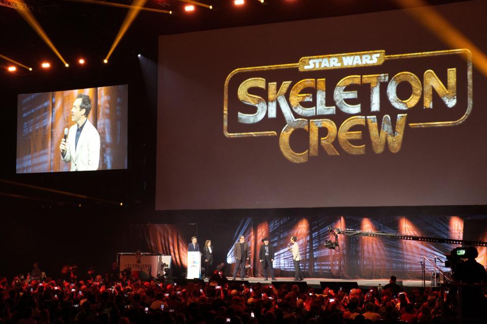 Jude Law at the reveal of Star Wars Skeleton Crew at Star Wars Celebration 2023. (Alamy)