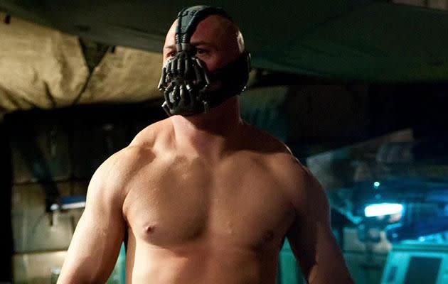 Tom buffed up to play Bane. Source: Warner Bros