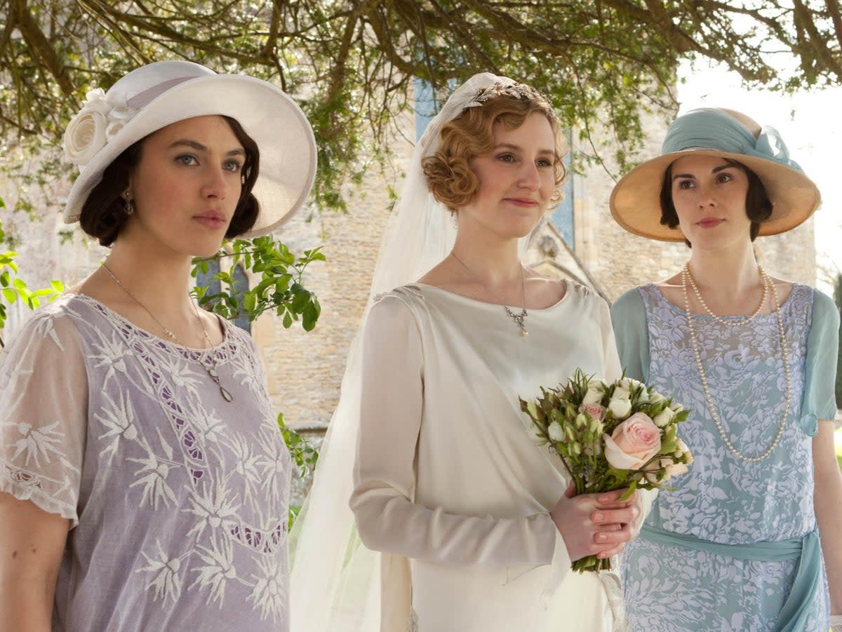 Jessica Brown Findlay, Laura Carmichael and Michelle Dockery in ‘Downton Abbey’ (ITV)