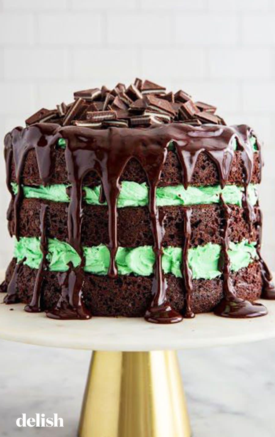 <p>Layers of <a href="https://www.delish.com/holiday-recipes/g987/st-patricks-day-green-food-recipes/" rel="nofollow noopener" target="_blank" data-ylk="slk:green;elm:context_link;itc:0;sec:content-canvas" class="link ">green</a>, mint goodness can be all yours. You can cover the whole thing in <a href="https://www.delish.com/cooking/recipe-ideas/recipes/a57854/salted-dark-chocolate-ganache-recipe/" rel="nofollow noopener" target="_blank" data-ylk="slk:ganache;elm:context_link;itc:0;sec:content-canvas" class="link ">ganache</a>, or just drizzle it on top—whichever, we say the more Andes chocolates, the better.</p><p>Get the <strong><a href="https://www.delish.com/cooking/recipe-ideas/recipes/a50654/andes-chocolate-cake-recipe/" rel="nofollow noopener" target="_blank" data-ylk="slk:Andes Chocolate Cake recipe;elm:context_link;itc:0;sec:content-canvas" class="link ">Andes Chocolate Cake recipe</a></strong>.</p>