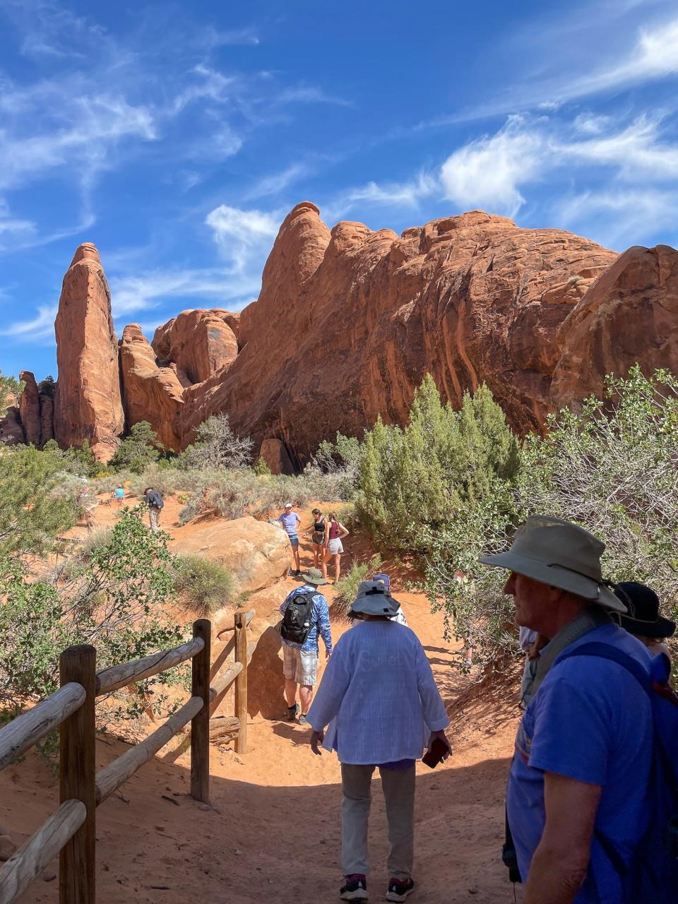 People filled the paths of some of the park's more popular trains.