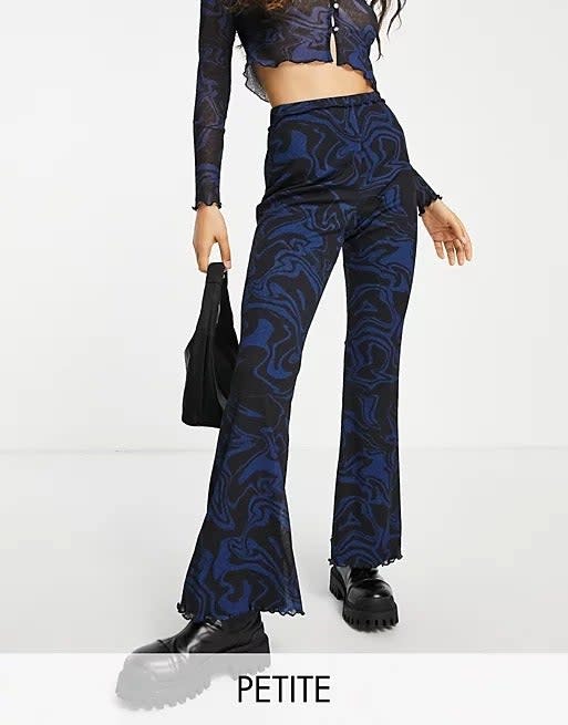 <br><br><strong>Topshop Petite</strong> Swirl Mesh Lettuce Flare Co-Ord in Blue, $, available at <a href="https://www.asos.com/topshop/topshop-petite-swirl-mesh-lettuce-flare-co-ord-in-blue/prd/201221680?" rel="nofollow noopener" target="_blank" data-ylk="slk:ASOS" class="link ">ASOS</a>