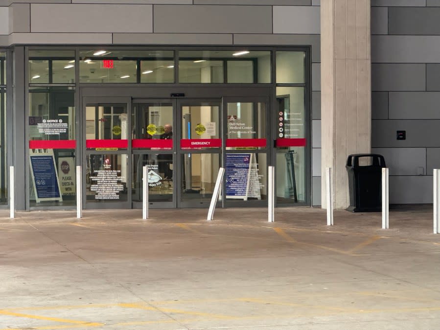 Dell Seton Medical Center at The University of Texas uses bollards (KXAN Photo/Matt Grant)