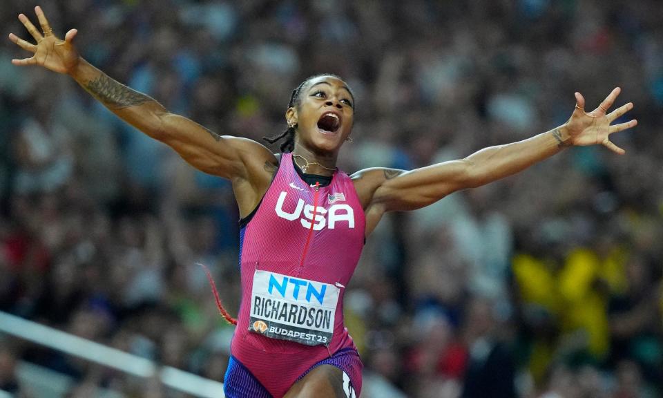 <span>Sha'Carri Richardson won two golds at last year’s World Athletics Championships.</span><span>Photograph: Petr David Josek/AP</span>