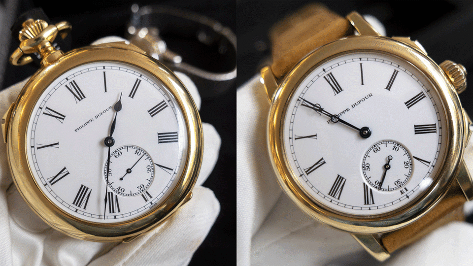 Philippe Dufour Grande et Petite Sonnerie Pocket Watch and Wristwatch from Phillips Geneva Watch Auction XIV - Credit: Gary Getz