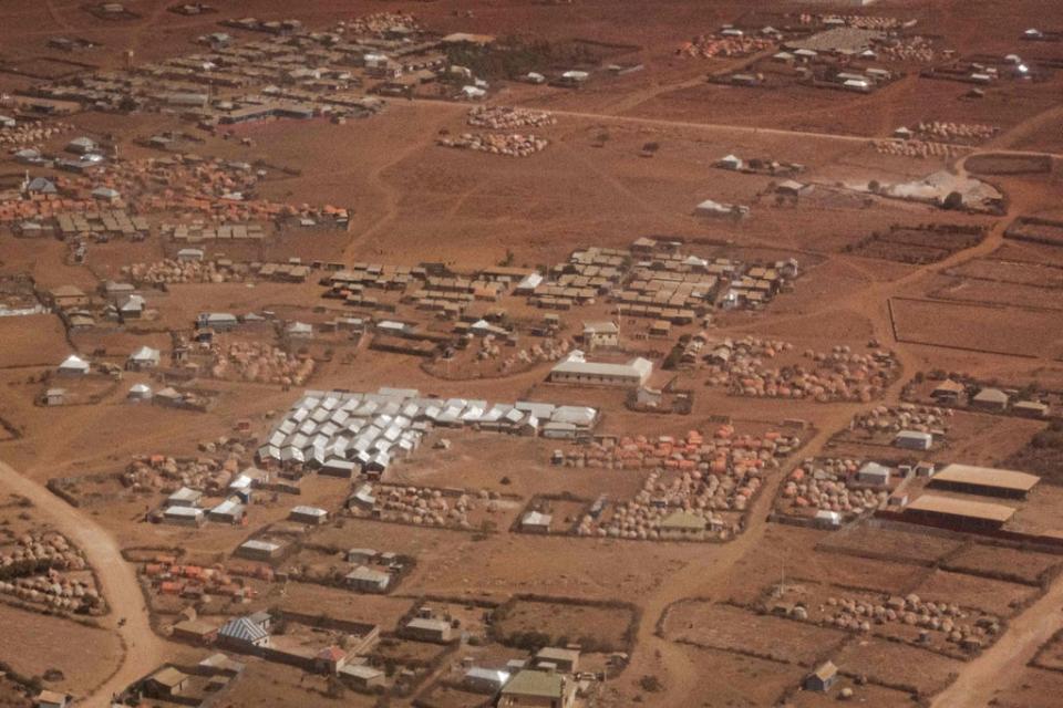 An aerial view of camps for internally displaced persons (IDPs) in Baidoa, Somalia, on 15 February, 2022 (AFP via Getty Images)