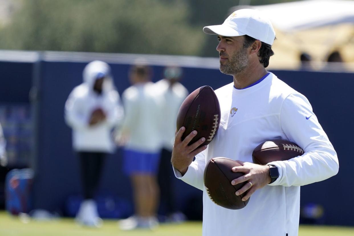 Rams quarterbacks coach Zac Robinson at the NFL football team's practice facility