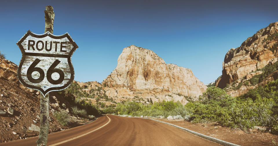 Road sign Route 66 in Utah USA