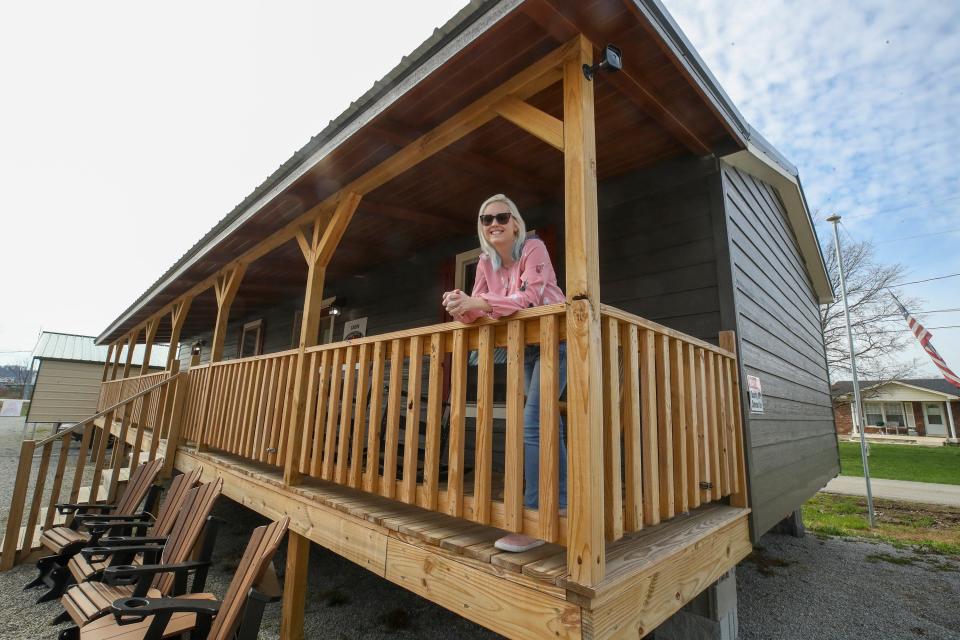 Jenny White, cabin consultant with Amish Made Cabins in Shepherdsville.  This is a family-owned-and-operated business that has been building modular cabins for nearly 16 years.  Each cabin is constructed at their manufacturing shop in Munfordville, then delivered to their destinations.