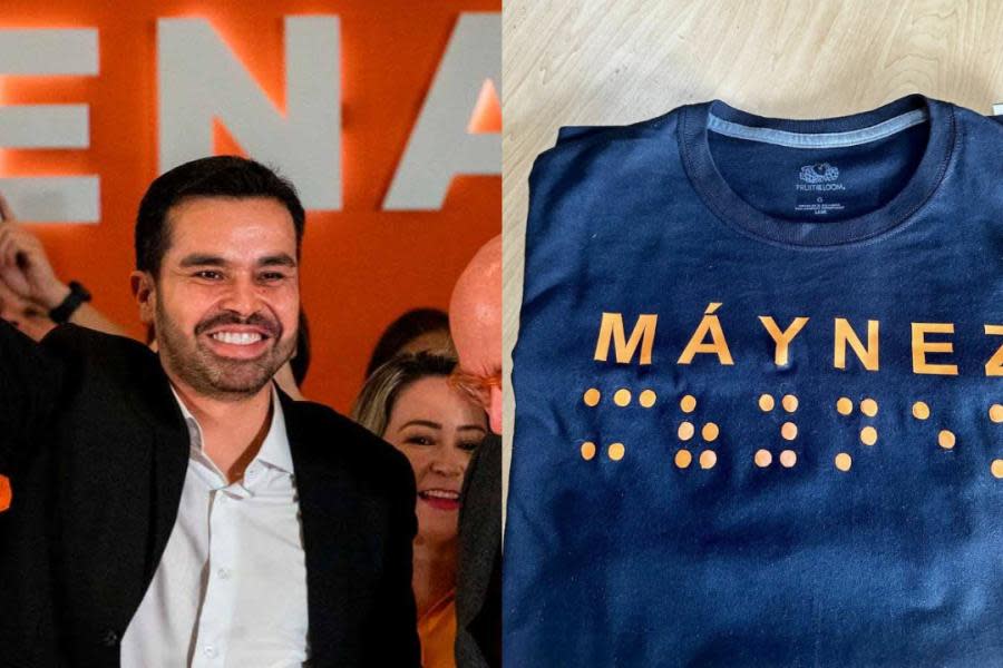 Jorge Álvarez Máynez agradece a joven que votó por él con una boleta en braille