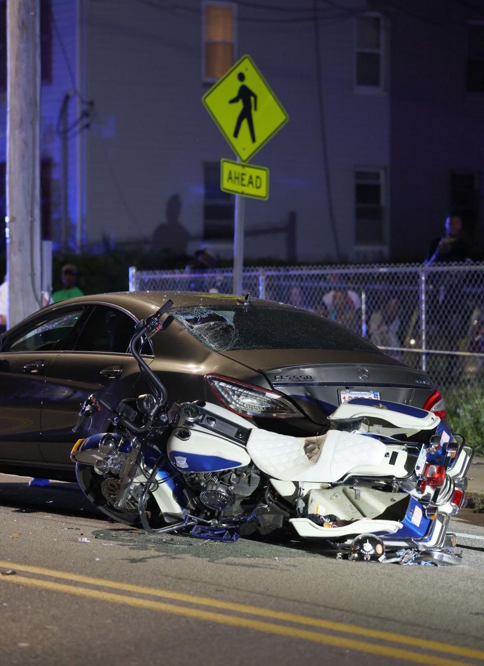 Brockton police and Massachusetts State Police investigate a crash at Pleasant Street and Nye Avenue that left one person dead and several others injured on Wednesday, Aug. 31, 2022.