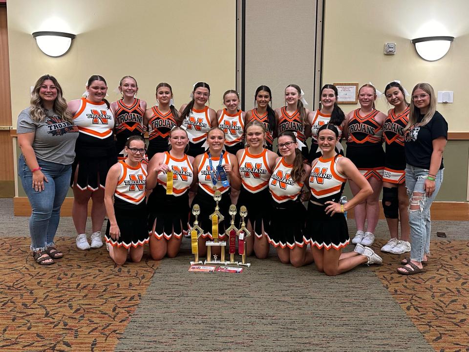 The Newcomerstown High School cheerleaders at the UCA Great Wolf Lodge Cheerleading Camp at Mason.