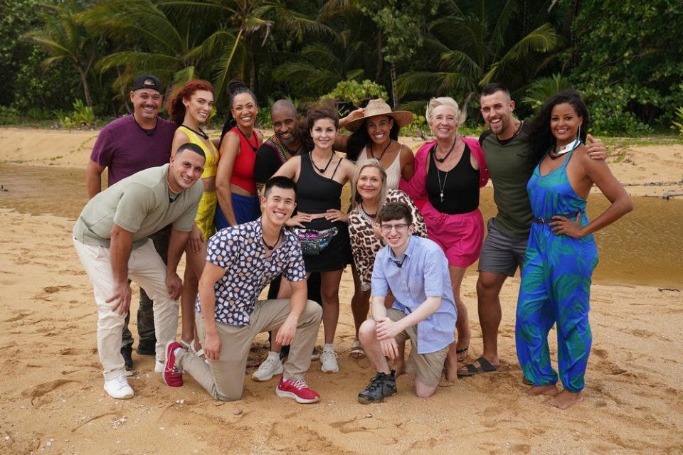 Contestants on the new NBC reality TV show "Deal or No Deal Island." Pictured (left to right) are Rob Mariano, Nicholas Grasso, Alyssa Klinzing, Stephanie Mitchell, Brantzen Wong, Jamil Sipes, Miranda Harrison, Amy McCoy, Jordan Fowler, Aron Barbell, Kim Mattina, Dawson Addis and Claudia Jordan.