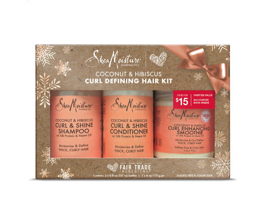 This SheaMoisture kit would be a great option for a curly girl on your list who loves to show off her natural hair texture. Plus, the products are all made with natural, fair-trade ingredients, which is a bonus.&nbsp;<br /><br /><strong><a href="https://www.walgreens.com/store/c/sheamoisture-hair-holiday-kit-coconut-and-hibiscus/ID=prod6383570-product" target="_blank" rel="noopener noreferrer">Get the SheaMoisture Curl Defining Hair Kit for $15.</a></strong>