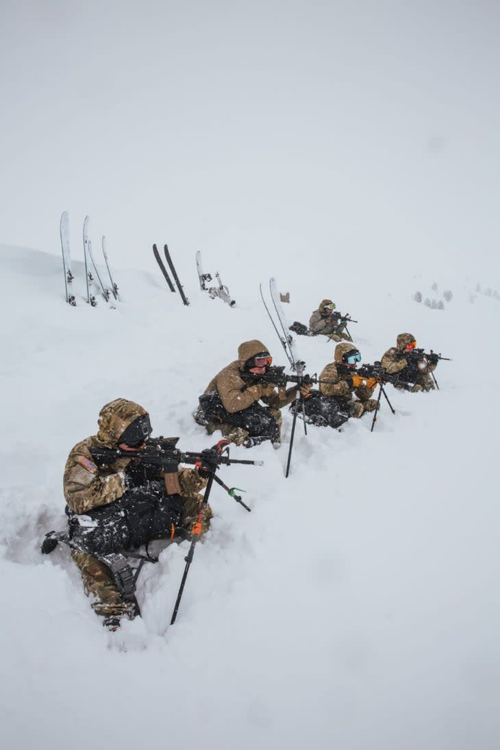 <span class="article__caption">The Bravo team drops a knee… for ski-supported firing positions.</span> (Photo: Max Archambault) <figure><figcaption><span class="article__caption">Ski CASEVAC practice days prior to the race in Lizum-Walchen training area.</span> (Photo: Max Archambault)</figcaption></figure>