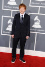 Ed Sheeran arrives at the 55th Annual Grammy Awards at the Staples Center in Los Angeles, CA on February 10, 2013.