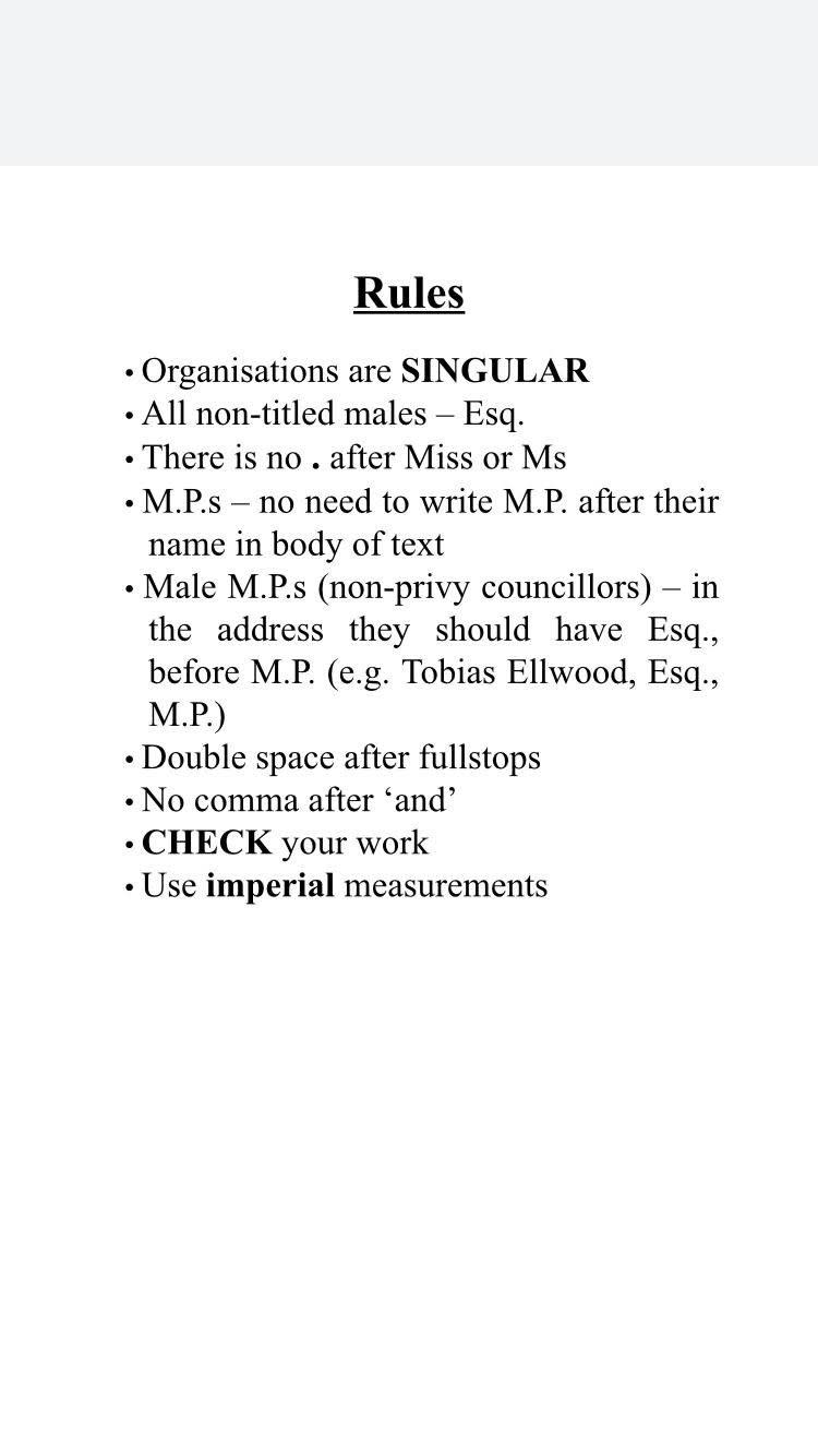 The rules issued to staff in Jacob Rees-Mogg's office include calling all non-titled men 'Esq' (Picture: ITV News/PA Wire) 