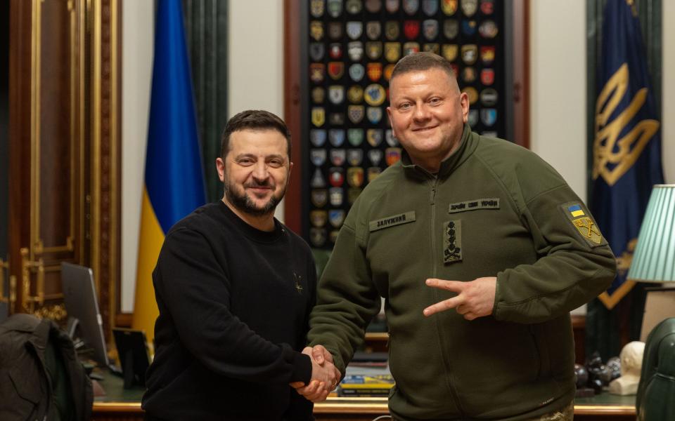 President Zelensky (left) last week replaced former armed forces chief Valerii Zaluzhnyi
