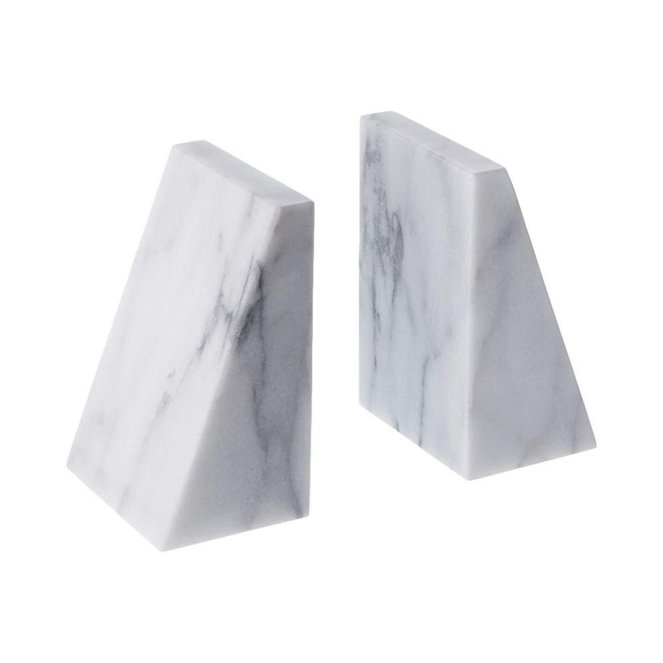 9) Natural Polished White Marble Bookends