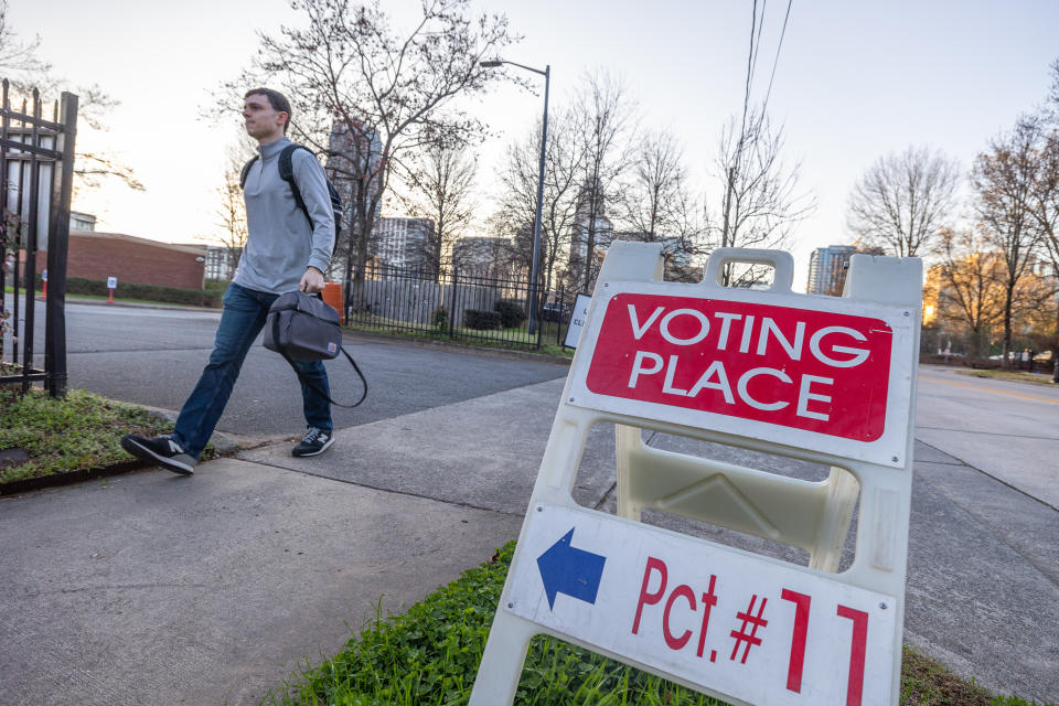 CHARLOTTE, NORTH CAROLINA - MARCH 5: A voter arrives on Super Tuesday at Mt. Moriah Primitive Baptist Church, Precinct 11 Mecklenburg County, on March 5, 2024 in Charlotte, North Carolina. on March 5, 2024 in Charlotte, United States. 15 States and one U.S. Territory hold their primary elections on Super Tuesday, awarding more delegates than any other day in the presidential nominating calendar. (Photo by Grant Baldwin/Getty Images)