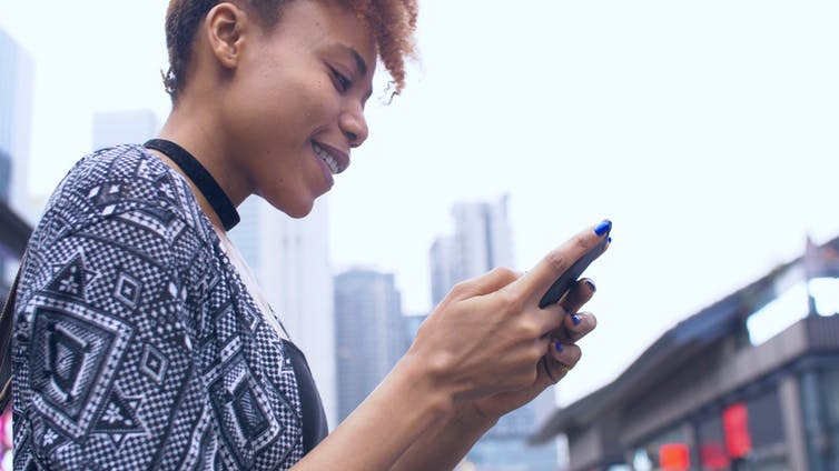 <span class="caption">Where’s my Spotify?</span> <span class="attribution"><a class="link " href="https://www.shutterstock.com/image-photo/side-view-happy-young-african-woman-1372954859?src=2yHLeXVOKQ-Uqv4ywfw7iQ-1-9&studio=1" rel="nofollow noopener" target="_blank" data-ylk="slk:Bo1982/Shutterstock;elm:context_link;itc:0;sec:content-canvas">Bo1982/Shutterstock</a></span>