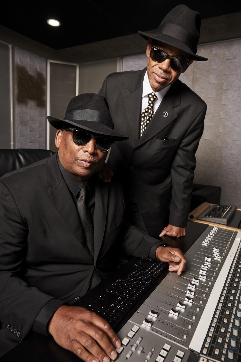 FILE - Jimmy Jam, left, and Terry Lewis pose for a portrait in New York on Monday, July 26, 2021. The duo, who've worked with Prince, Janet Jackson, Mariah Carey, Boyz II Men, will be inducted into the Rock & Roll Hall of Fame. (Photo by Matt Licari/Invision/AP, File)