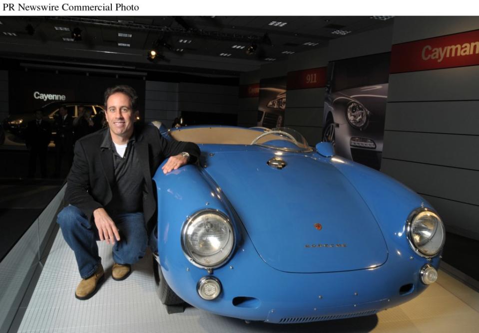 Jerry Seinfeld is an avid car collector — he is pictured with his Porsche 550 Spyder. PR NEWSWIRE