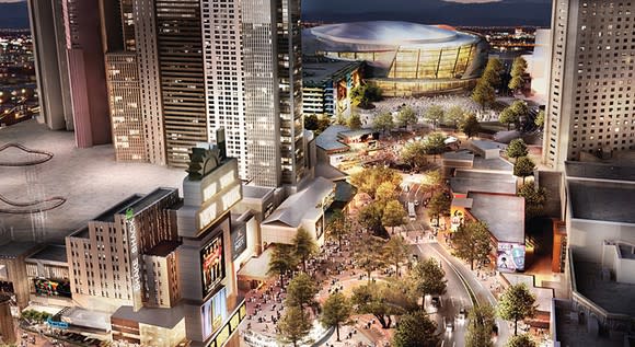 Rendering of T-Mobile Arena behind New York-New York.