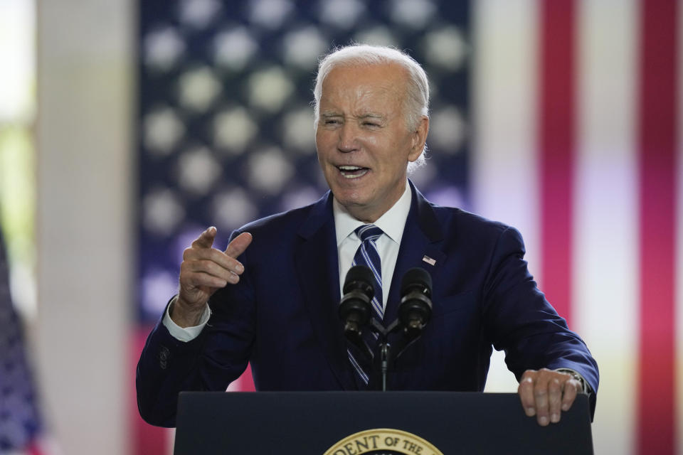 President Joe Biden delivers remarks on the economy, Wednesday, June 28, 2023, at the Old Post Office in Chicago. (AP Photo/Charles Rex Arbogast)