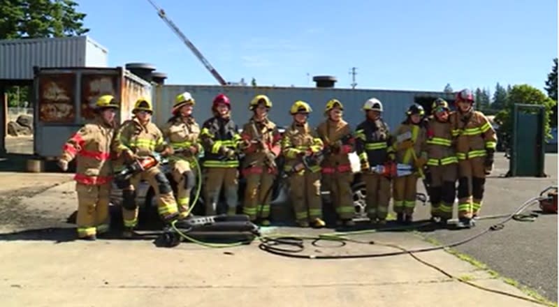 Young women took part in the Metro Fire Camp, aimed at recruiting women firefighters, June 22, 2024 (KOIN)