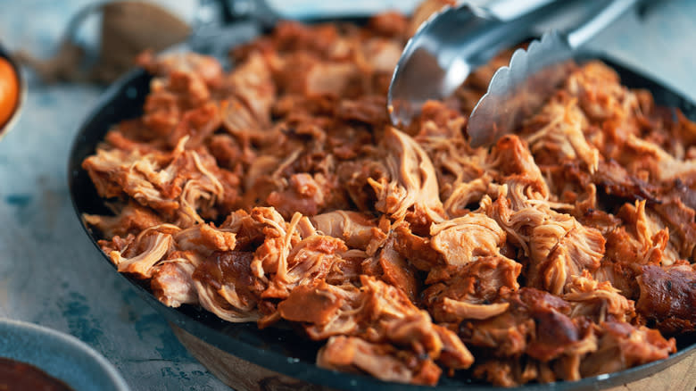 pulled chicken in skillet