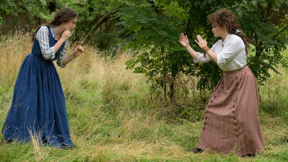 Enola Holmes and her mother fight training outside