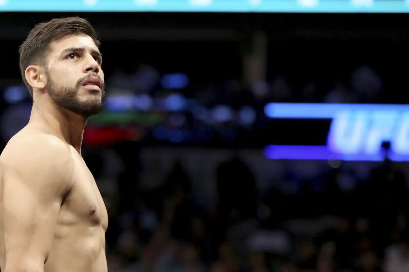 Yair Rodriguez is seen before his fight against Frankie Edgar in a mixed martial arts bout at UFC 211 on Saturday, May 13, 2017, in Dallas. Edgar won by doctor stoppage after round 2. (AP Photo/Gregory Payan)
