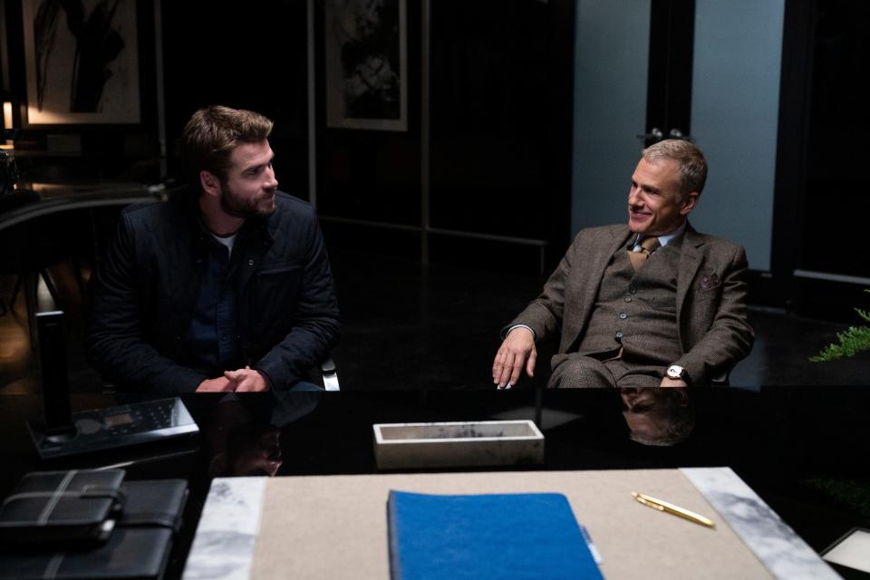 Liam Hemsworth, left, and Oscar winner Christoph Waltz star in 'Most Dangerous Game,' one of the short-form series that will premiere when the Quibi streaming service launches on April 6.