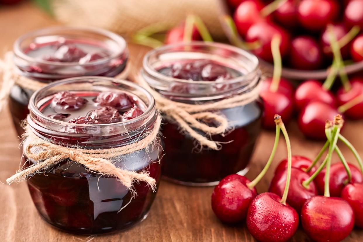 close-up of cherry jam