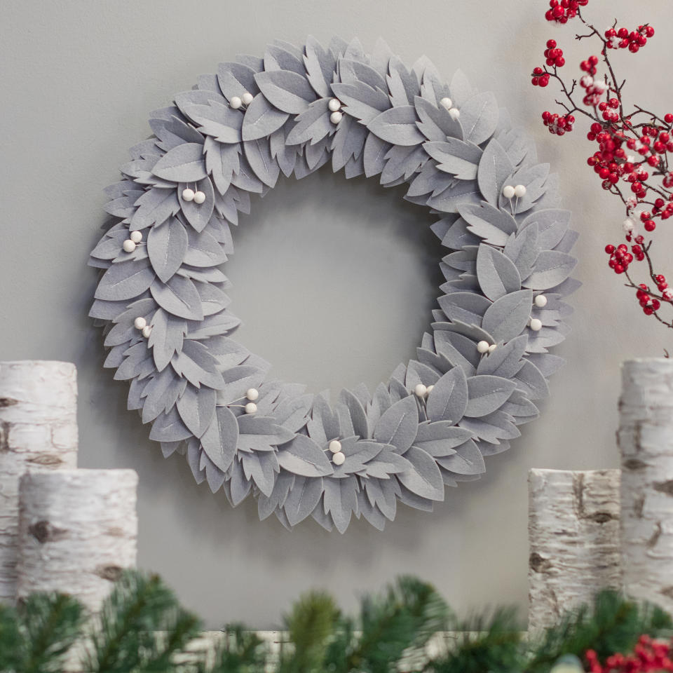 Belham Living Neutral Felt Christmas Wreath 22”. (Photo: Walmart)