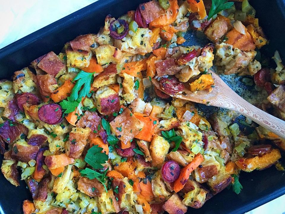 Butternut Squash and Andouille Stuffing