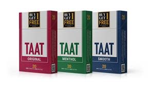 Designs of TAAT™ packs that will be offered for sale at tobacco retailers in Ohio beginning this quarter.