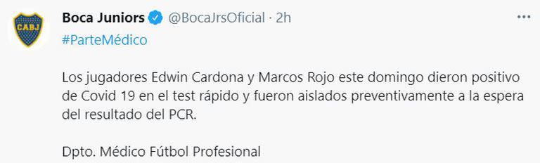 El parte médico que comunicó Boca sobre la salud de Marcos Rojo y Edwin Cardona