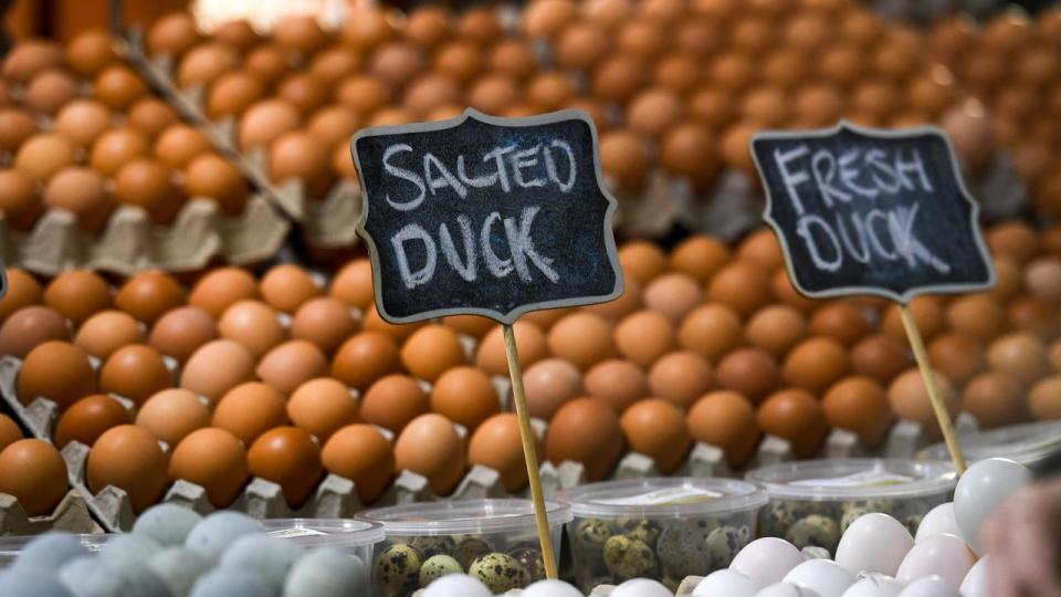 Fresh eggs are seen at the Queen Victoria Market