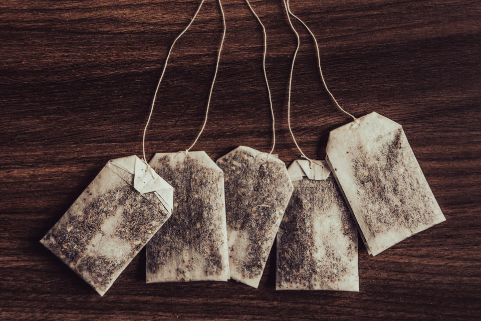 Tea-bags on wood