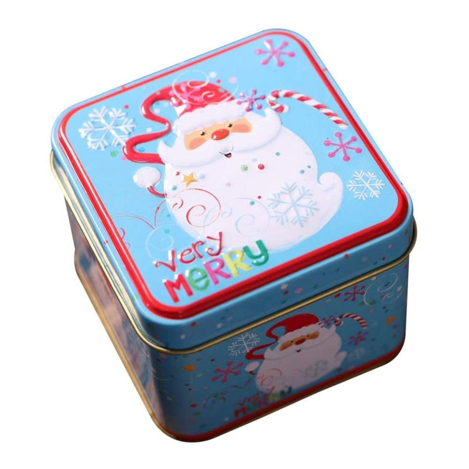 9) Square Christmas Cookie Tin