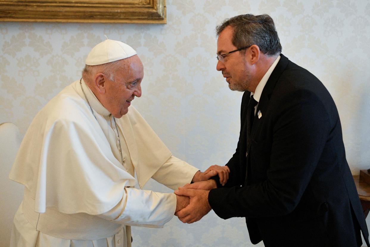 Pope Francis meets Ukraine's ambassador to the Vatican, Andriy Yurash at the Vatican (via REUTERS)