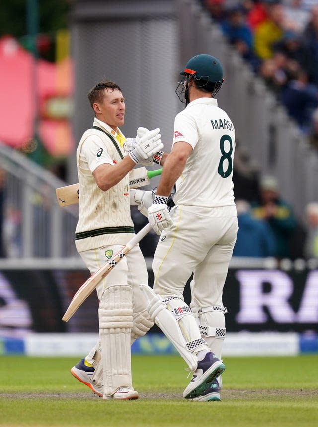 Marnus Labuschagne (left) and Mitchell Marsh thwarted England's bowlers
