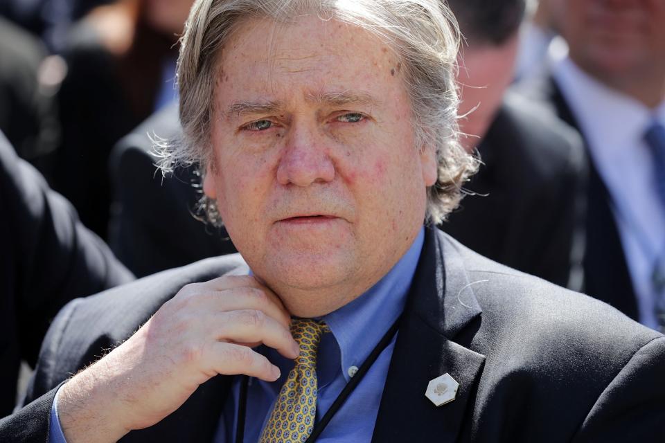White House chief strategist Steve Bannon attends a ceremony in the White House Rose Garden, where Associate Justice Neil Gorsuch was administered the judicial oath, April 10, 2017. (Photo: Chip Somodevilla/Getty Images)