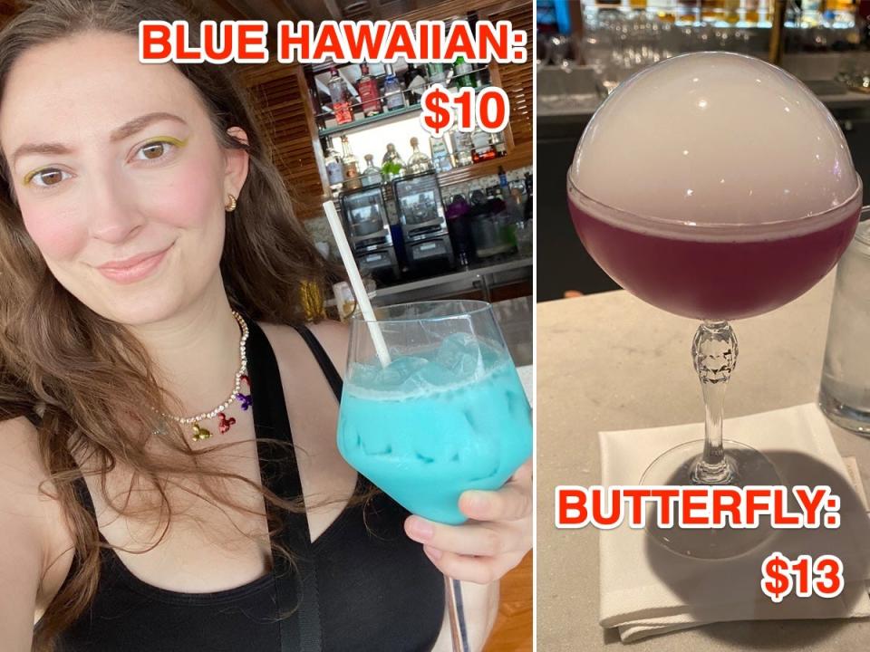 Two different drinks onboard the Disney Wish cruise.