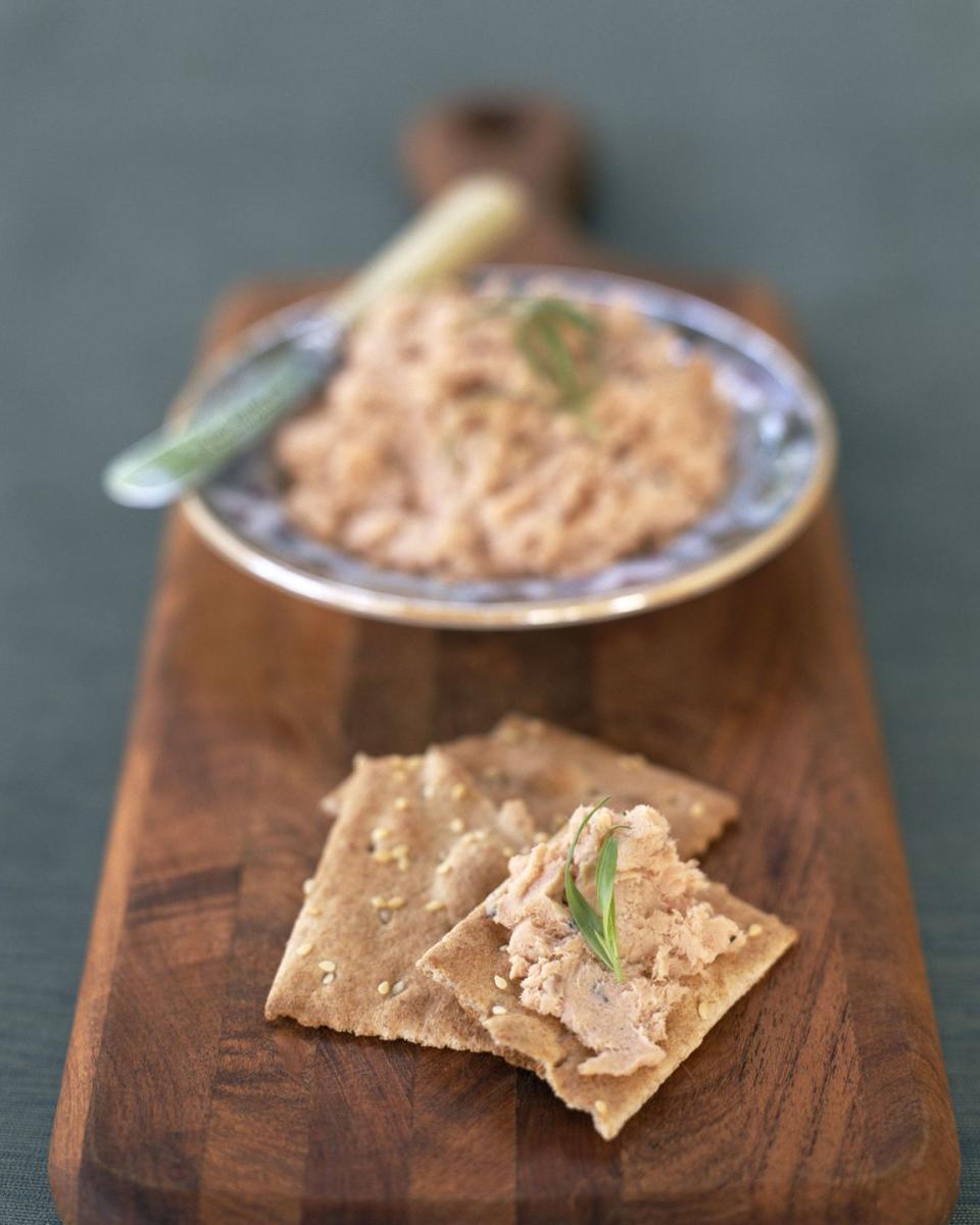 Canned salmon with capers and lemon on a Wasa Cracker