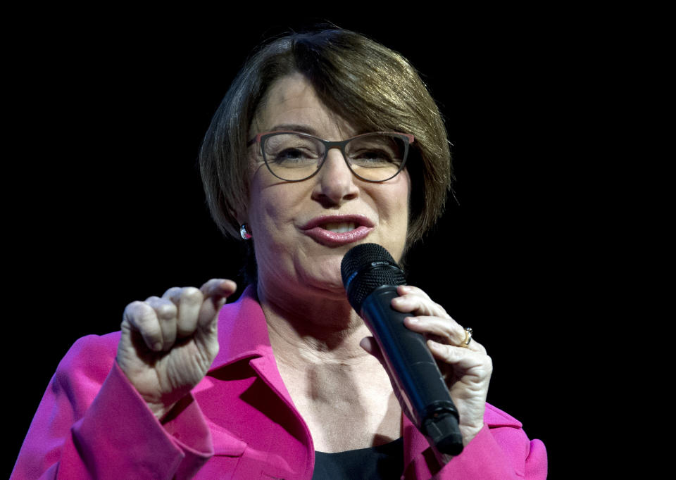 Sen. Amy Klobuchar, D-Minn., speaks during the We the People summit in Washington, D.C., April 1, 2019. (Photo: Jose Luis Magana/AP)